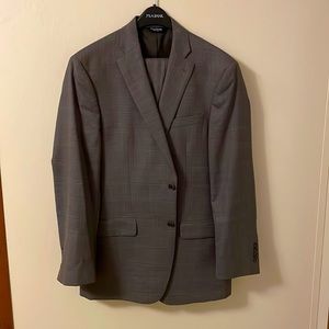 Jos. A. Bank Glenn Plaid Brown Tailored Suit 42L Pants 36x32